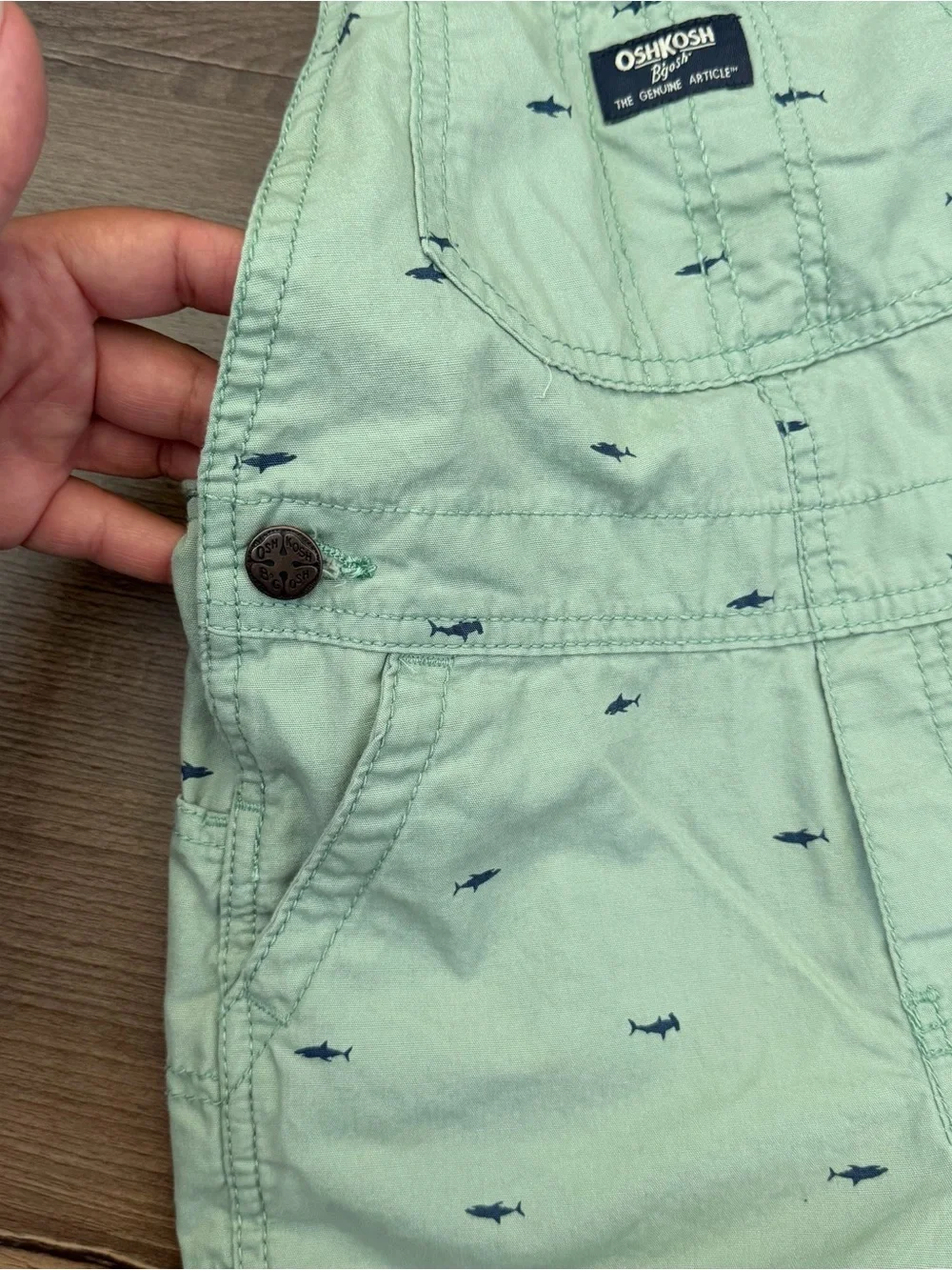 OshKosh B'gosh Toddler Mint Green Shark Shortalls Size 5T
